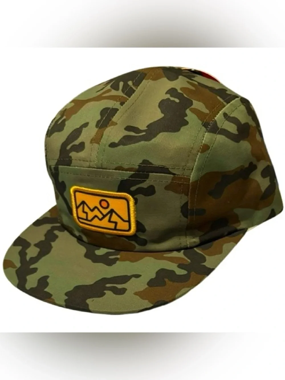 Boys Camo Print 5-Panel Hat with Mountain Patch NWOT One Size